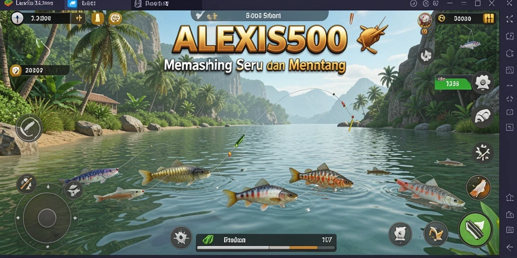 Tampilan gameplay ALEXIS500 dengan suasana memancing yang menenangkan.