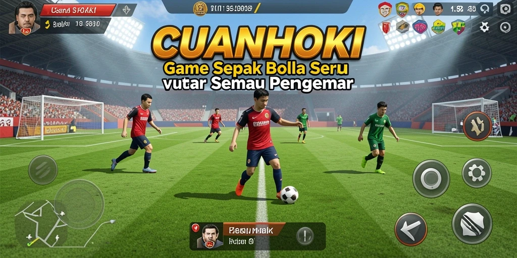 Screenshot CUANHOKI menampilkan aksi seru dalam pertandingan sepak bola.