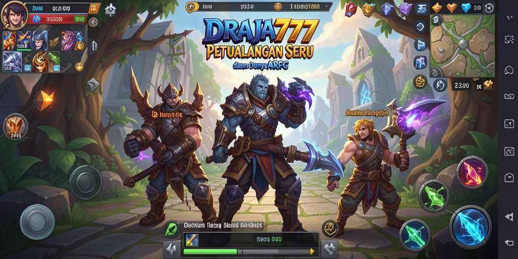 Tangkapan layar menunjukkan pertarungan epik dalam game ARPG DRAJA777.