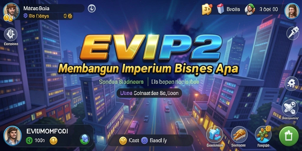 Tangkapan layar utama EVIP2 menampilkan elemen gameplay Tycoon yang menarik.