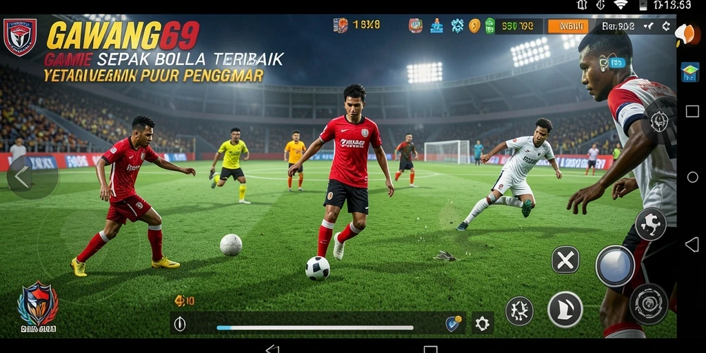 Tampilan gameplay GAWANG69 dengan aksi sepak bola yang seru.