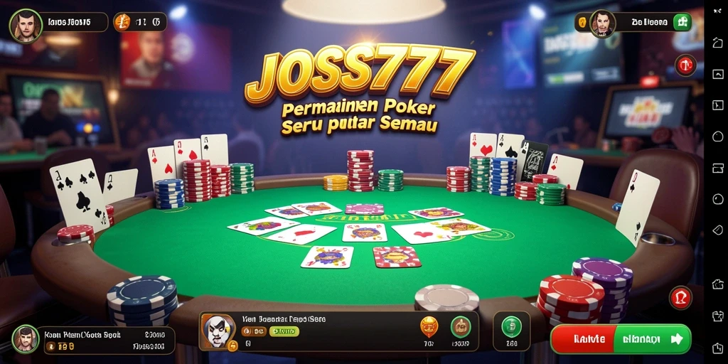 Screenshot utama JOSS777 menunjukkan gameplay poker yang menarik dan interaktif.