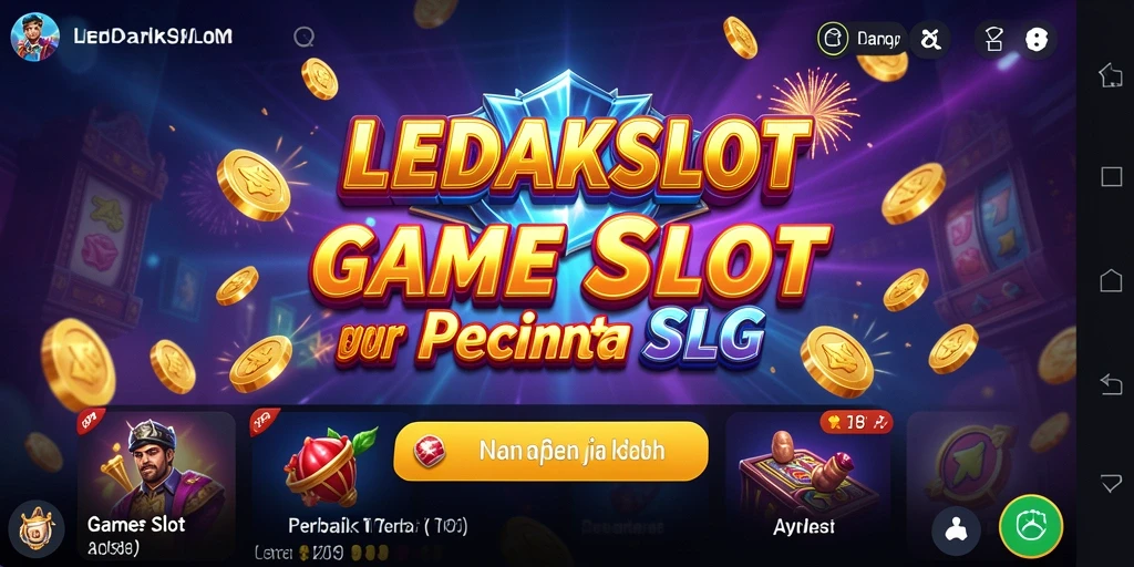 Tampilan gameplay menarik dari LEDAKSLOT dengan mesin slot berwarna-warni.