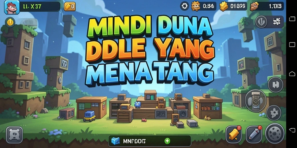 Tampilan gameplay MNDUIT yang menampilkan karakter mengumpulkan sumber daya secara otomatis.