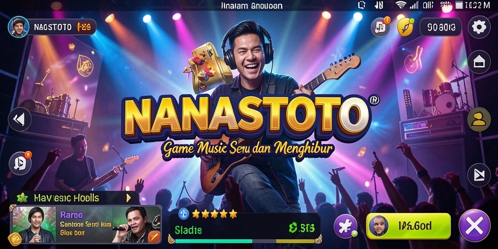 Tampilan gameplay NANASTOTO dengan berbagai lagu yang menarik.