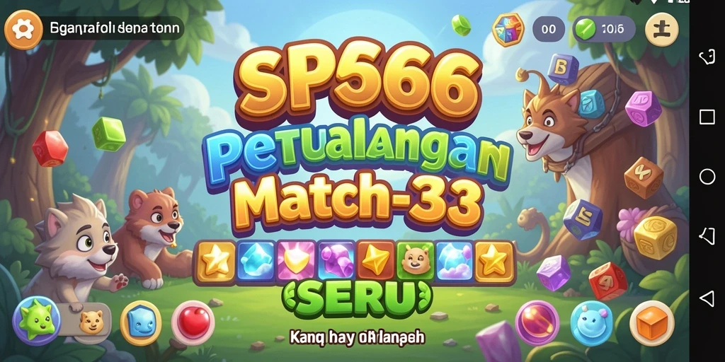 Screenshot gameplay SP666 yang menunjukkan momen mencocokkan item Match-3.